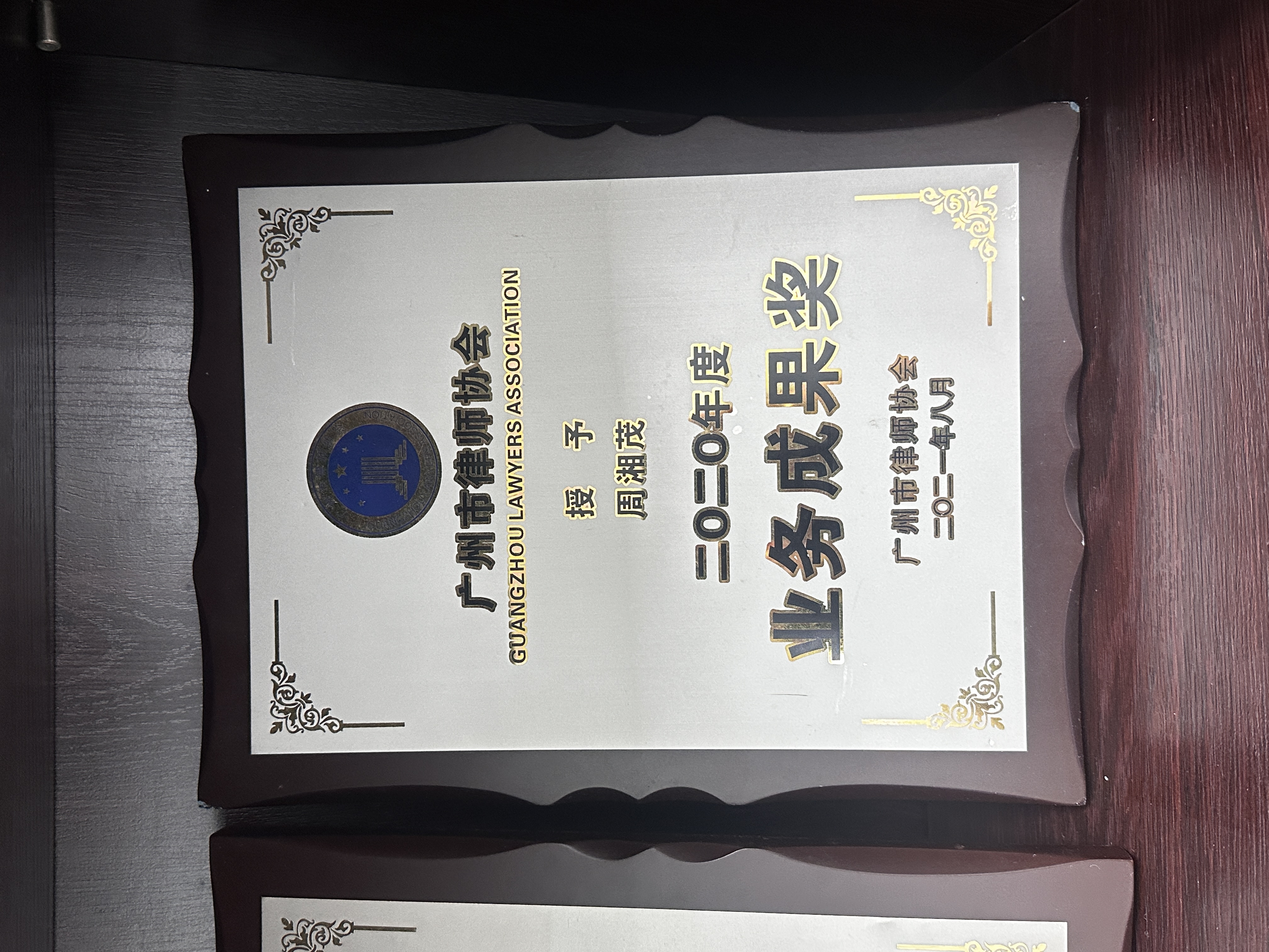 广州市律师协会2020年度业务成果奖